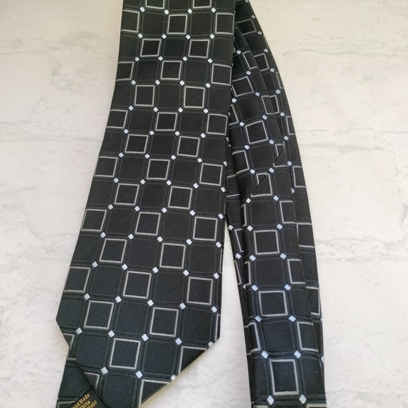 Donald Trump Signature CollectionSilk Tie Necktie Black Geometric Square Formal - Picture 7 of 10